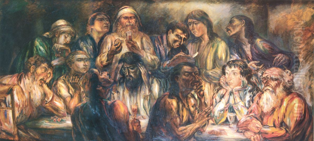 The Last Supper Oil Painting by Karoly Kernstok