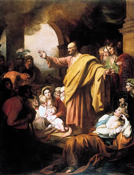 Peter Preaching at Pentecost Oil Painting by Benjamin West