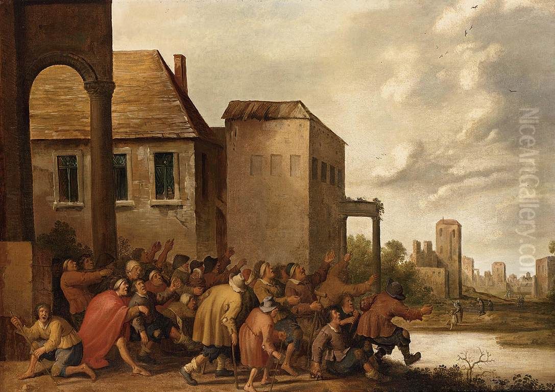 The Pool of Bethesda Oil Painting by Joost Cornelisz Droochsloot
