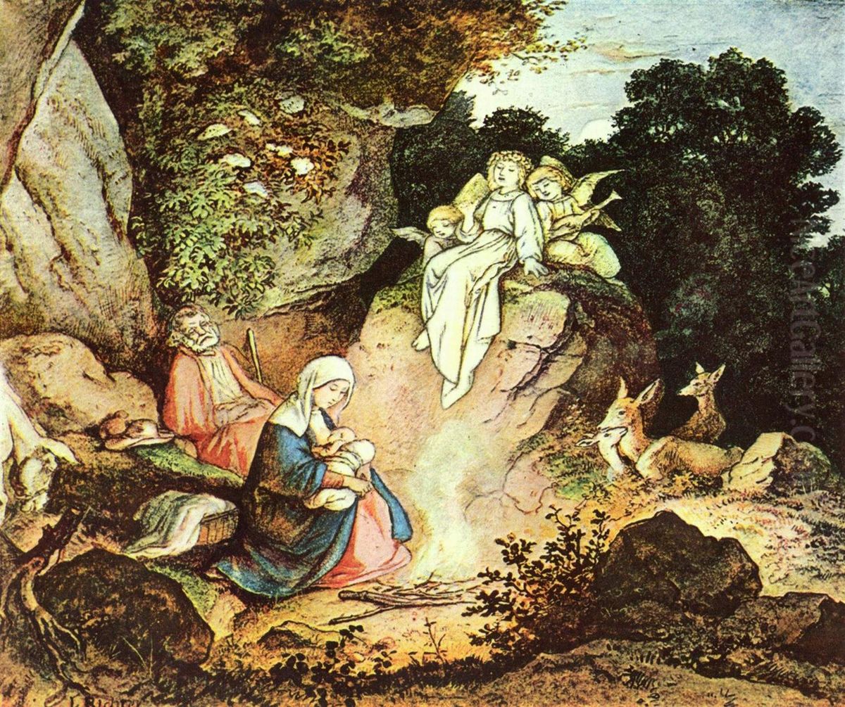 The Rest on The Flight into Egypt Oil Painting by Ludwig Richter