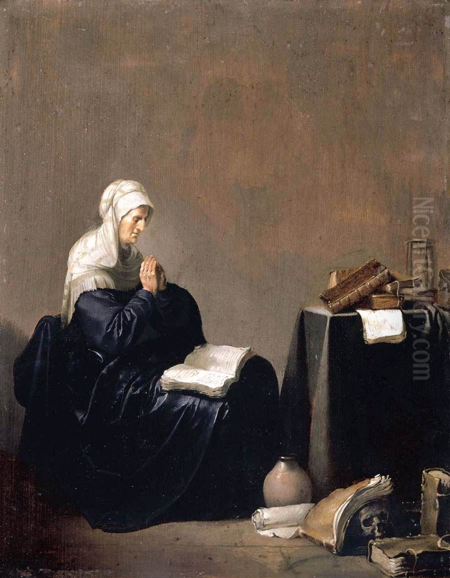 A Woman Praying Oil Painting by Willem De Poorter