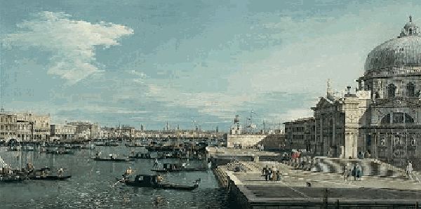 Canale Grande e Santa Maria della Salute a Venezia. Oil Painting by unknown