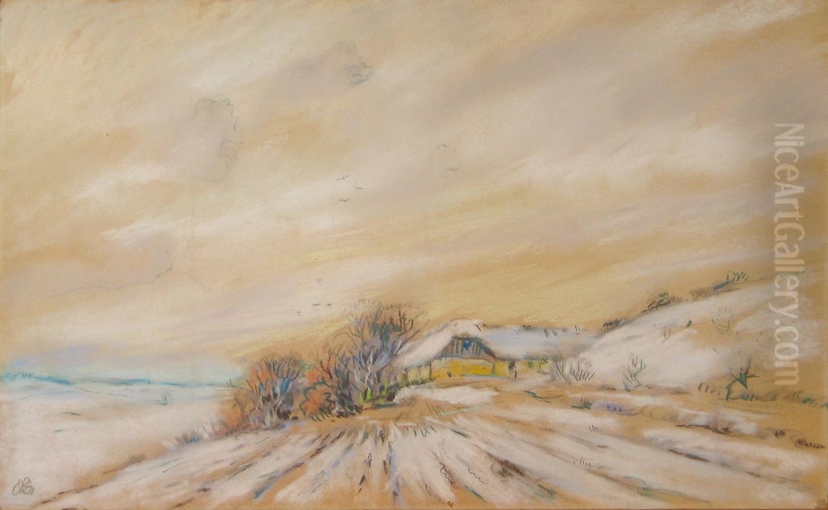 A winter landscape. Oil Painting by Ole Due