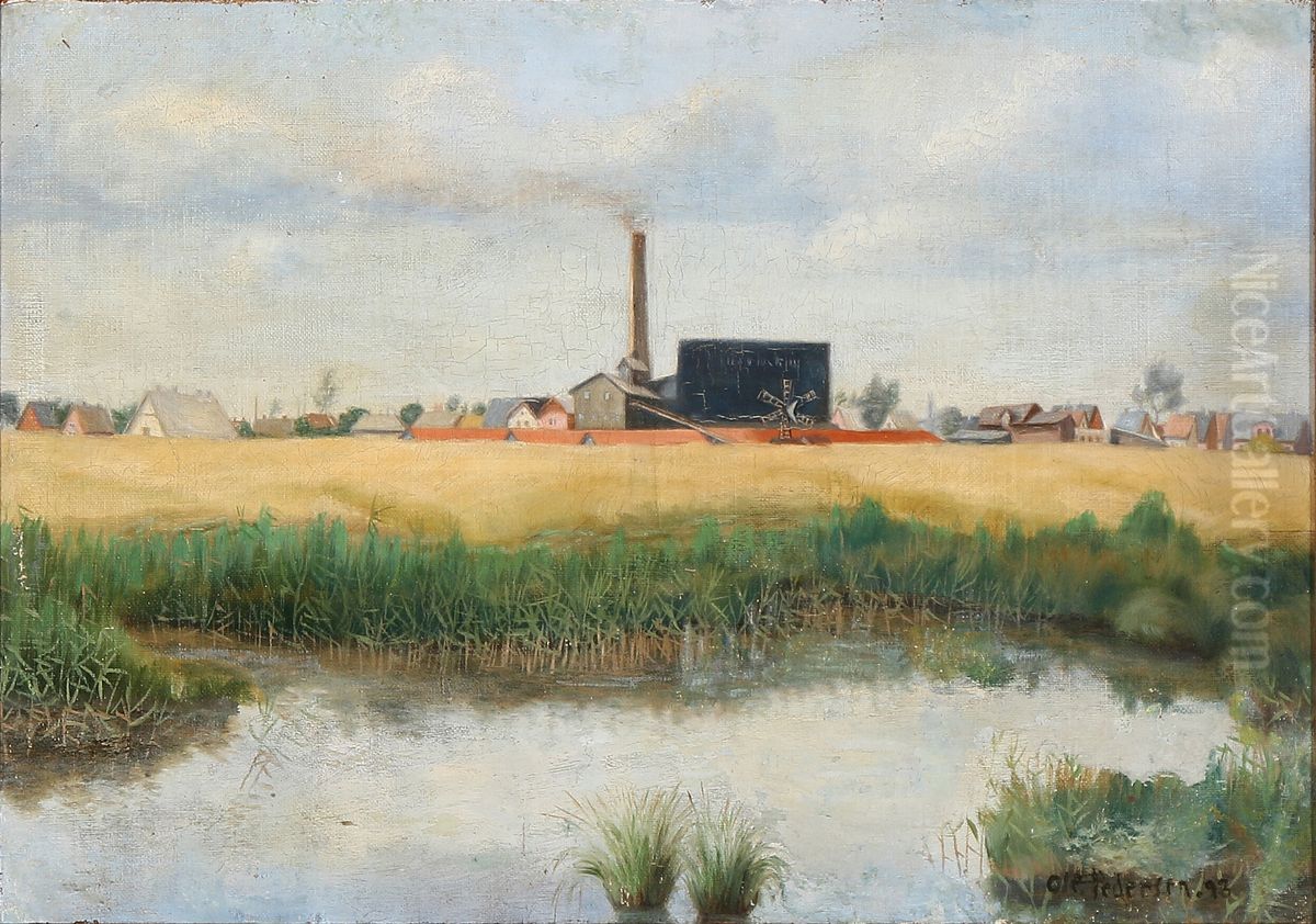 An industrial landscape Oil Painting by Ole Pedersen