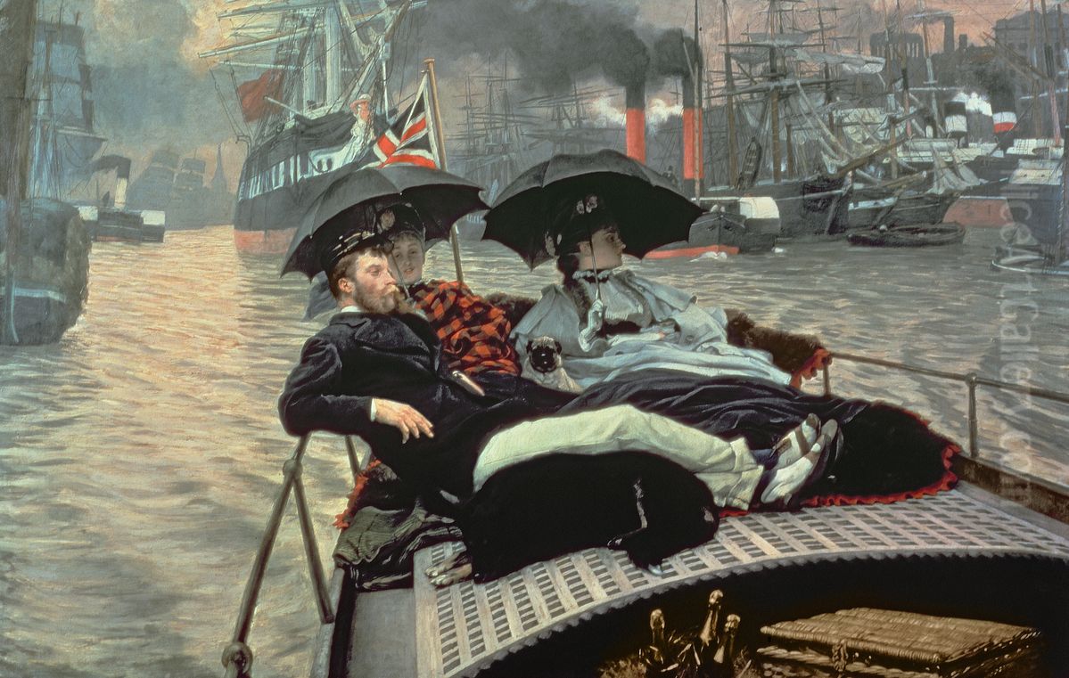 On the Thames Oil Painting by James Jacques Joseph Tissot