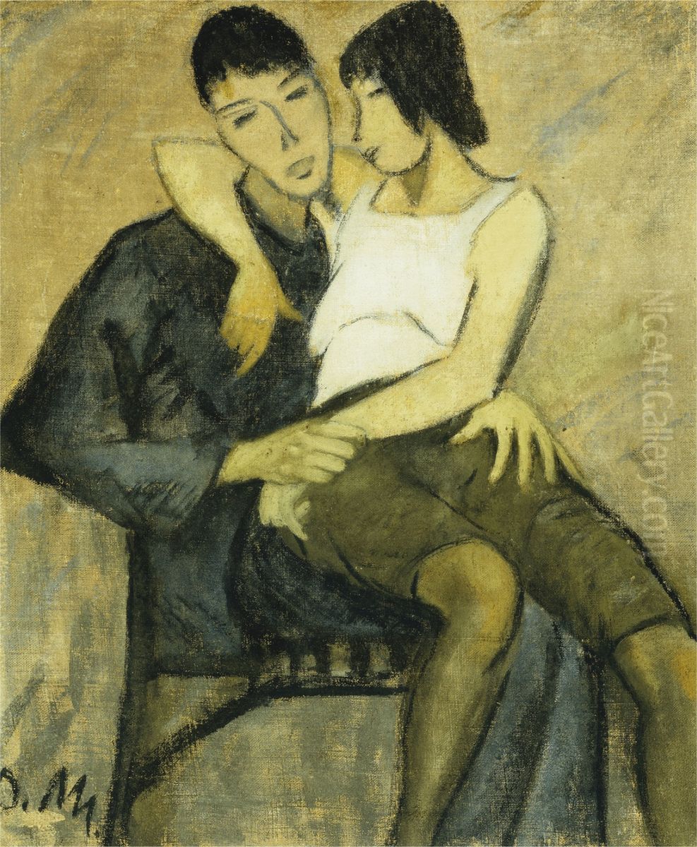 Sitzendes Paar Oil Painting by Otto Mueller