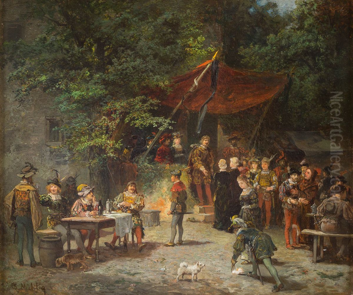 Moppen Festival in Scharfenberg Oil Painting by Bernhard Muhlig