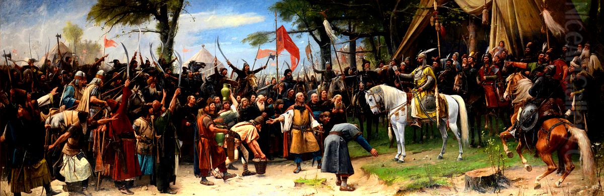 Conquest (Settlement of the Magyars in Hungary) Oil Painting by Mihaly Munkacsy