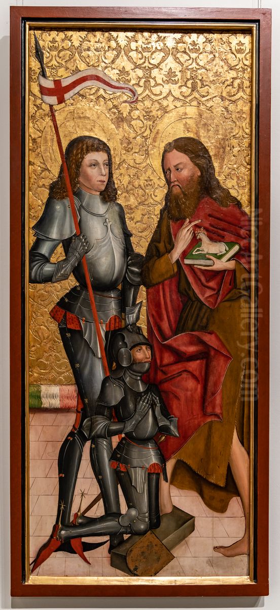 Georg und Johannes der Taufer mit Stifter Oil Painting by Swabia