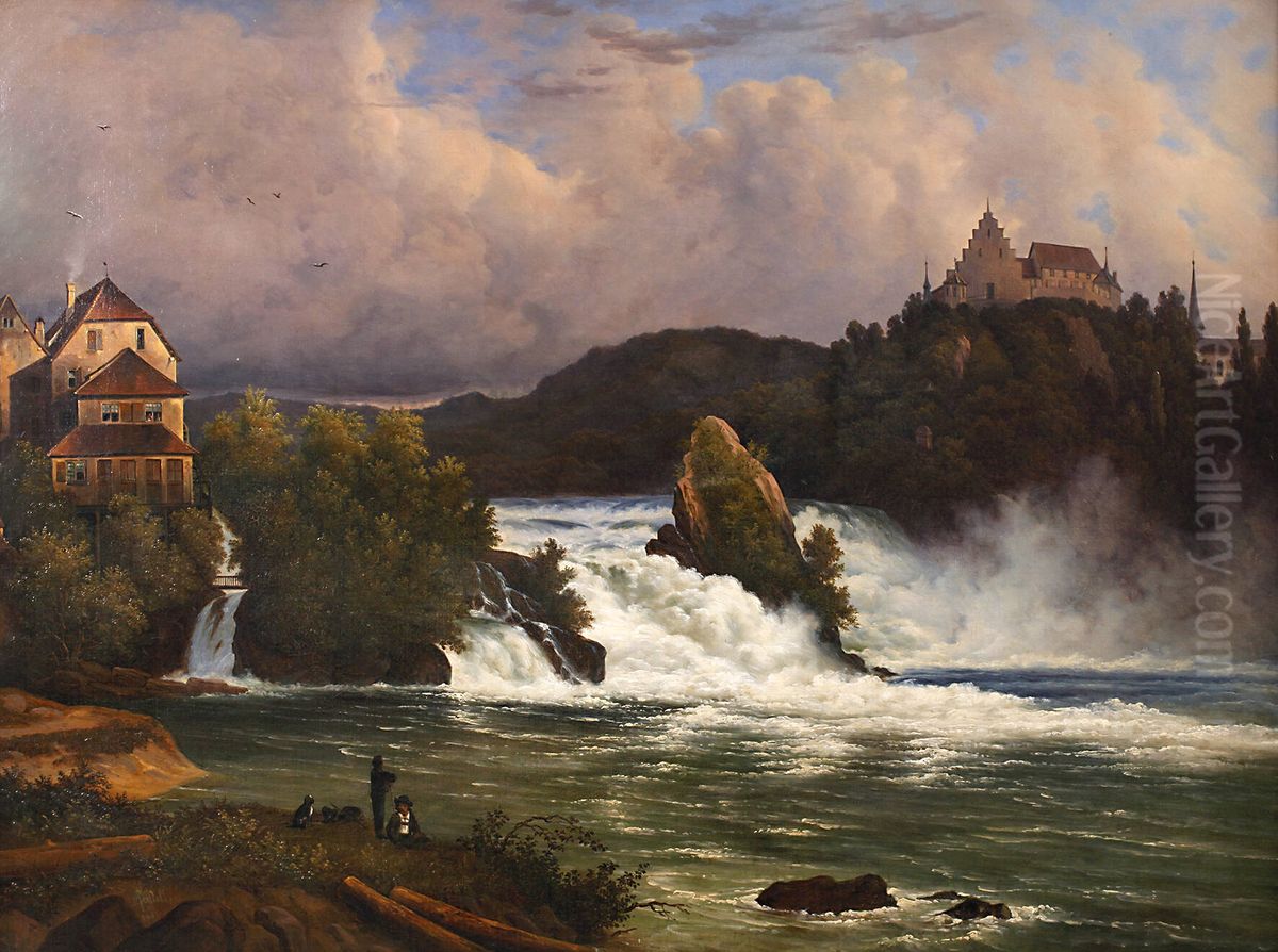Der Rheinfall bei Schaffhausen Oil Painting by Johann Anton Castell