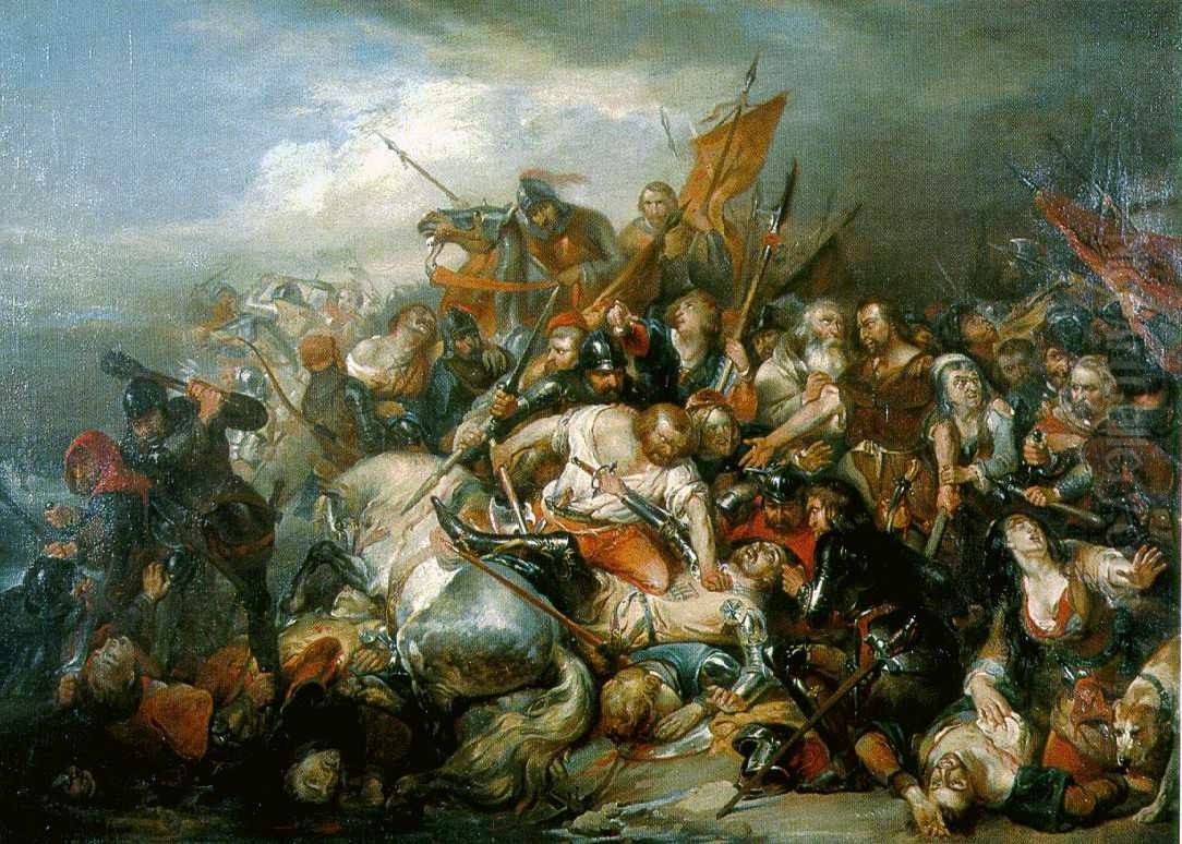 Battle of the Golden Spurs Oil Painting by Nicaise de Keyser