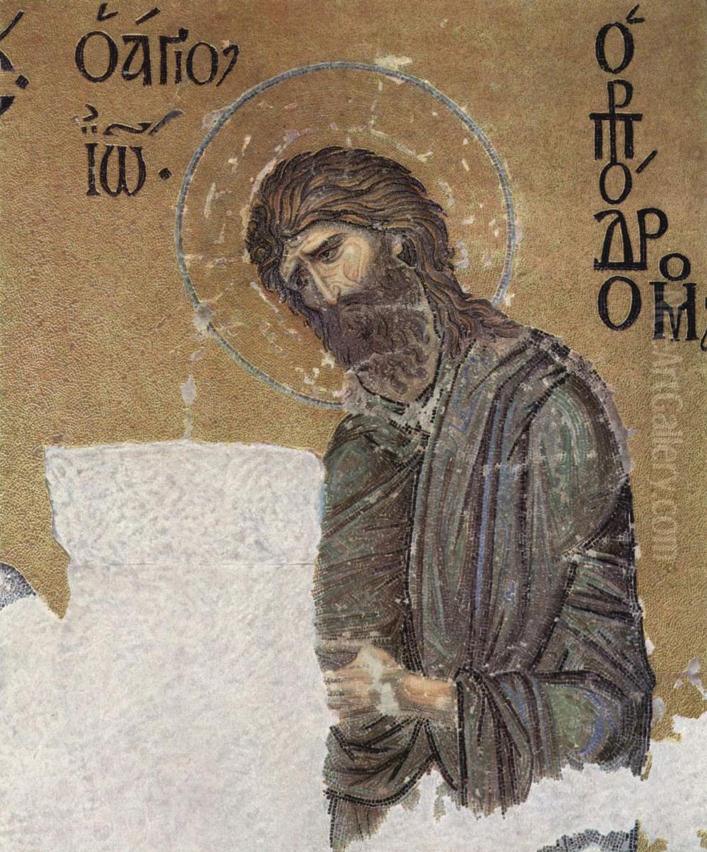 Mosaiken in der Hagia Sophia, Szene: Deesis, Detail: Johannes der Taufer, Fragment Oil Painting by unknown