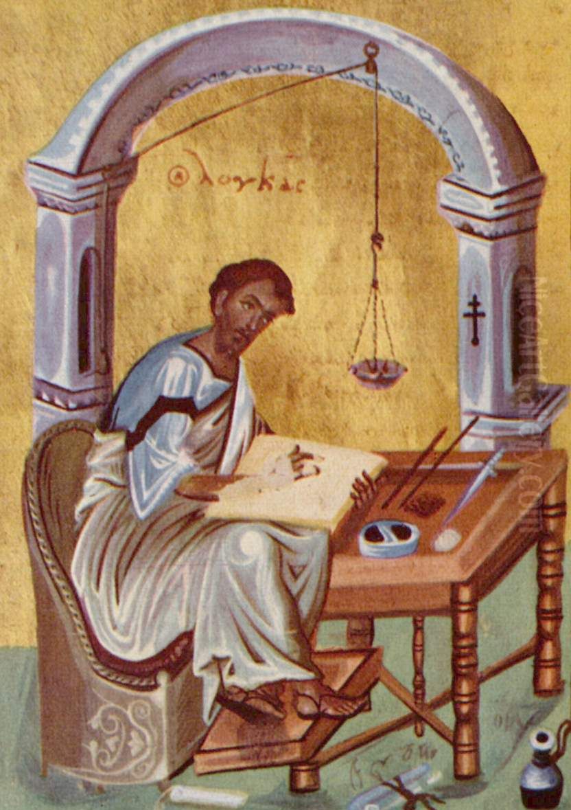 Der Evangelist Lukas lesend Oil Painting by unknown