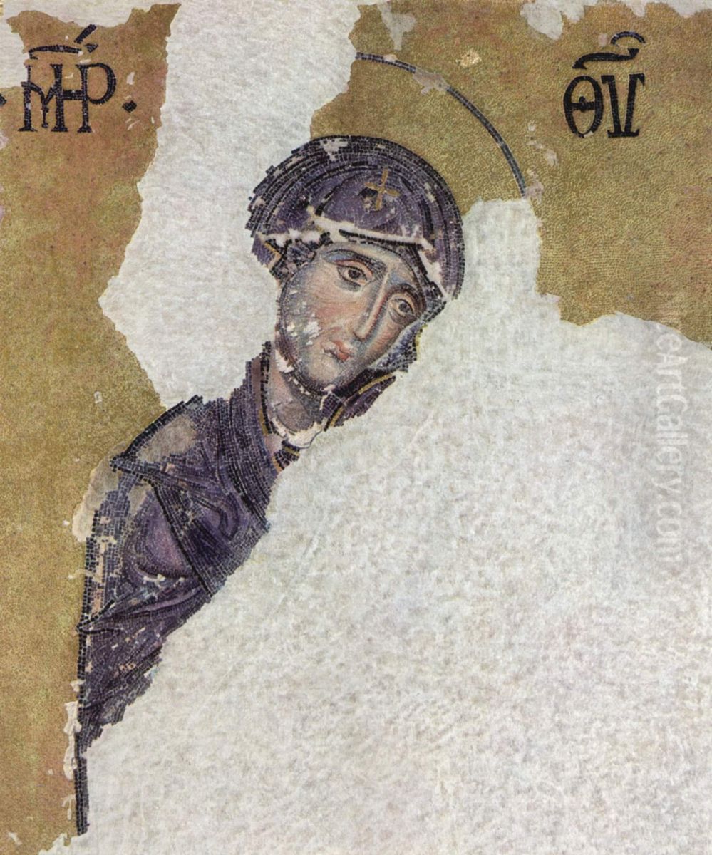 Mosaiken in der Hagia Sophia, Szene: Deesis, Detail: Maria, Fragment Oil Painting by unknown