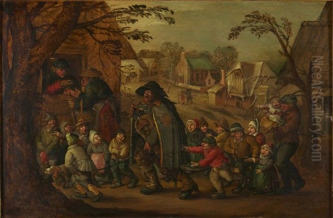 Blind Hurdy-Gurdy Player Oil Painting by David Vinckboons I