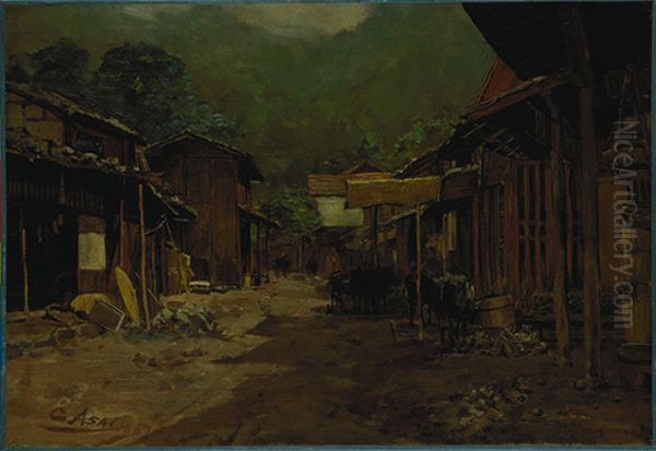 Village near Hachioji Oil Painting by Asai Chu
