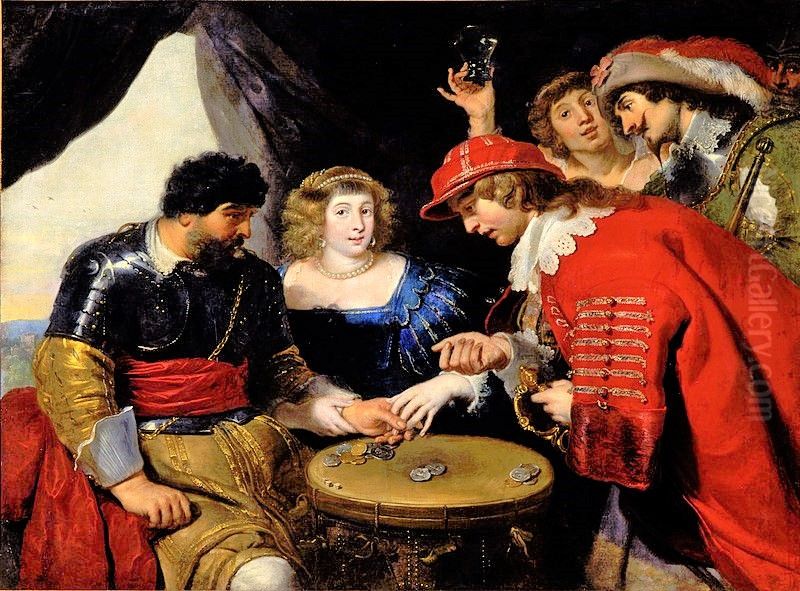 Dice Players and Courtesans in a Tent Oil Painting by Cornelis De Vos