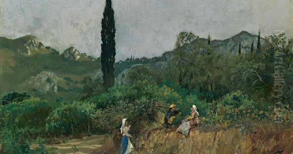 Olivenhain bei Olympia Oil Painting by Frank Buchser