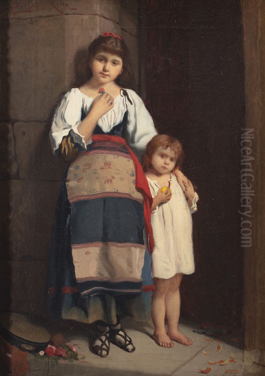 La sorellina Oil Painting by Modesto Faustini