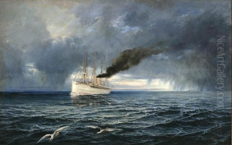 DampfschiffKaiser Wilhelm IIauf hoher See Oil Painting by Theodor Ohlsen