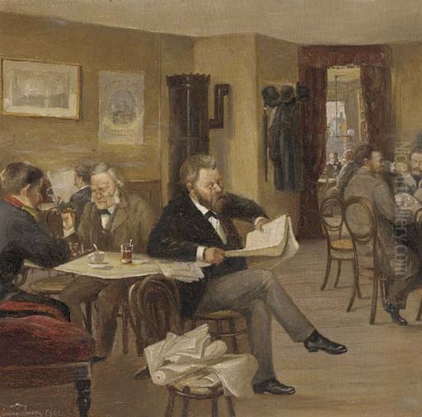 At the gentleman's club. Oil Painting by Simony Jensen