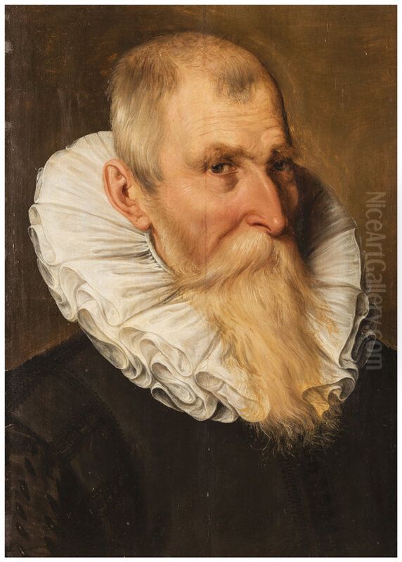 Portrait of a man, possibly Brueghel Oil Painting by (studio of) Rubens, Peter Paul