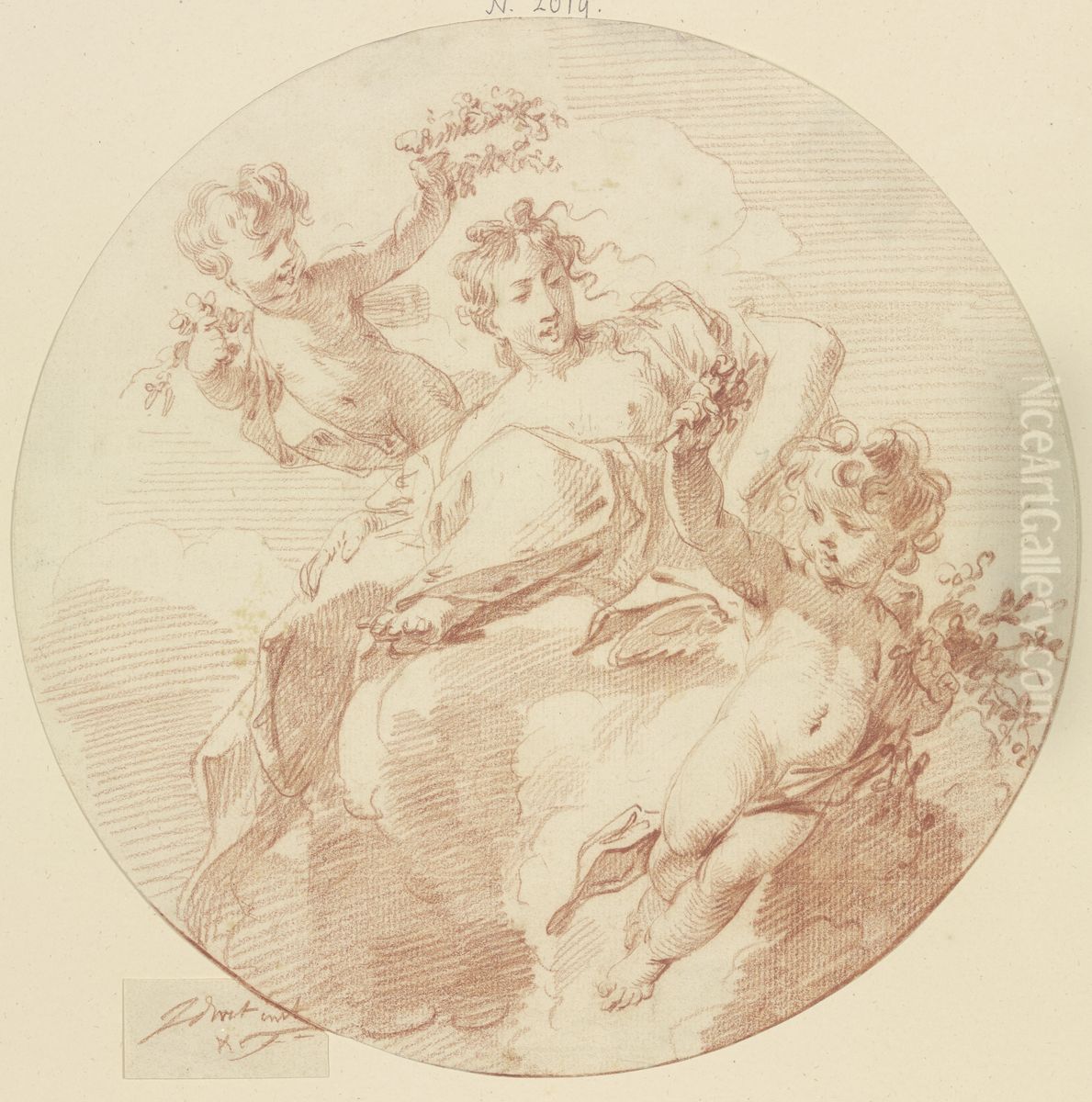 Flora mit zwei Genien Oil Painting by Jacob de Wit