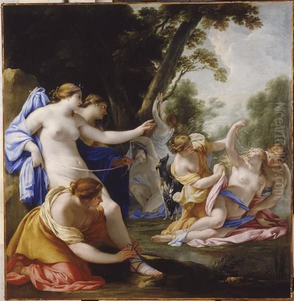 Diane decouvrant la grossesse de Callisto Oil Painting by Eustache Le Sueur