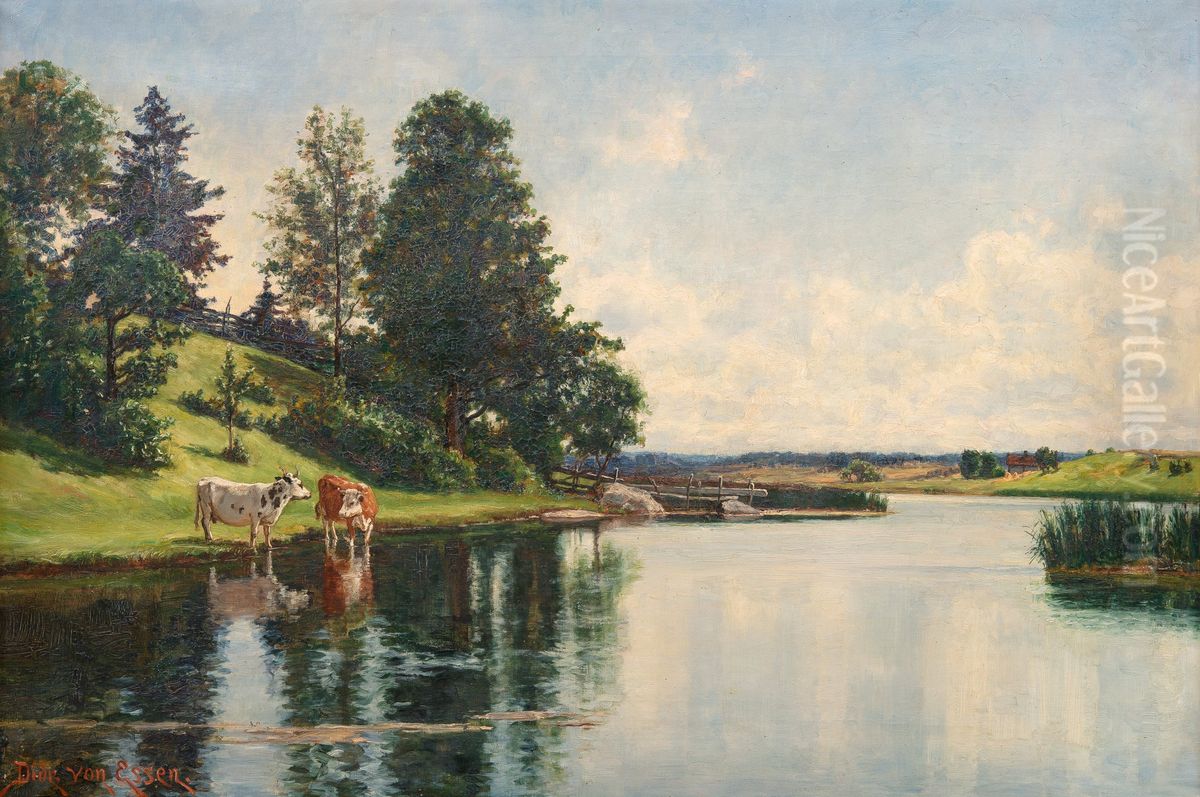 Grazing cows. Oil Painting by Didrik Von Essen