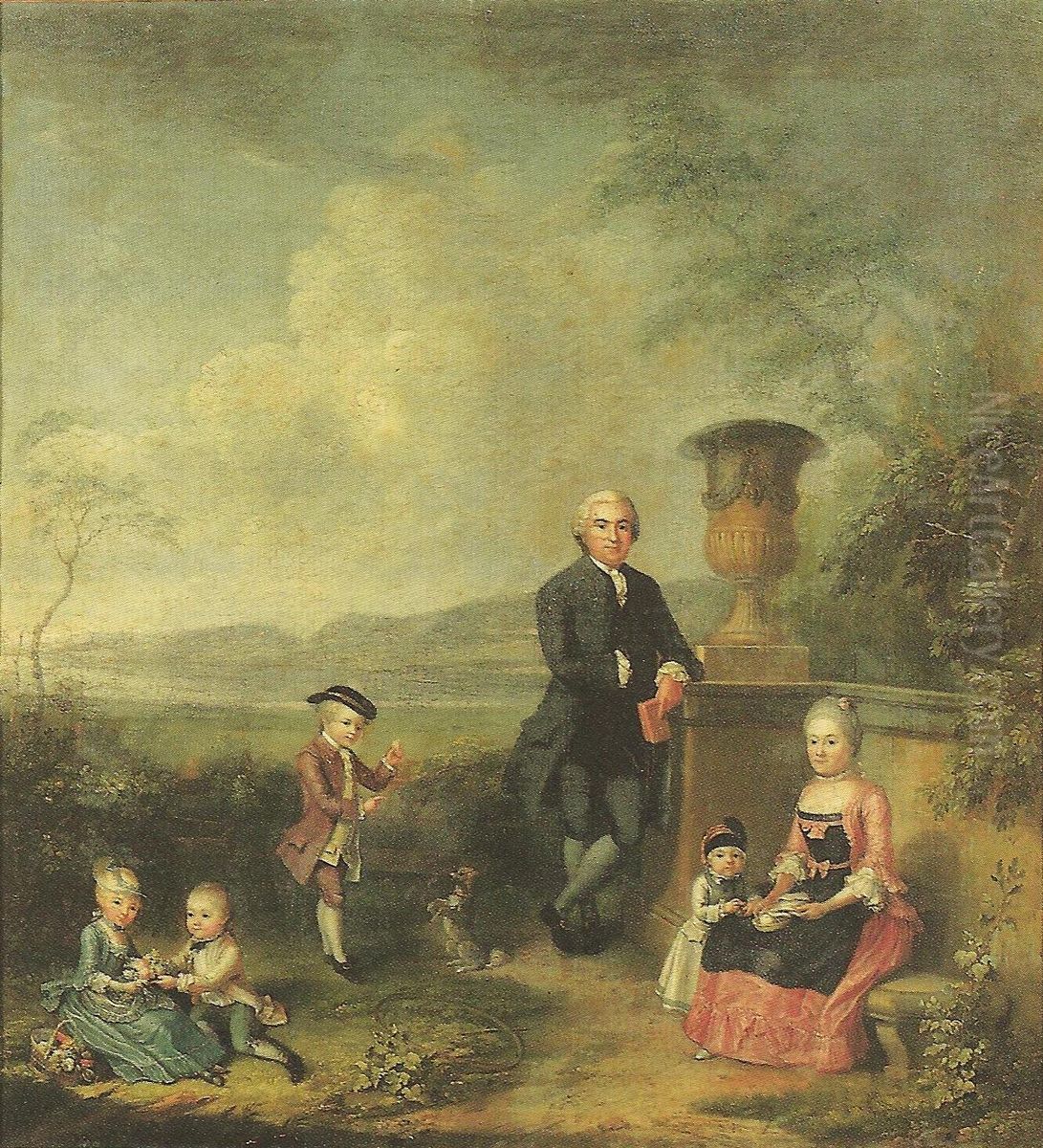 Pfarrer Reinhard Graviseth und seine Familie. Oil Painting by Johann Ludwig Aberli