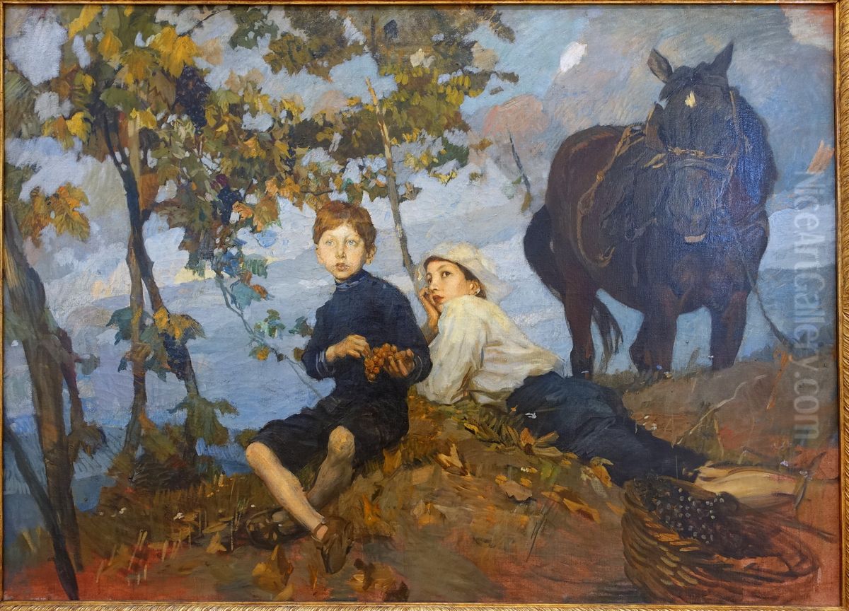 Autumn Oil Painting by Ettore Tito