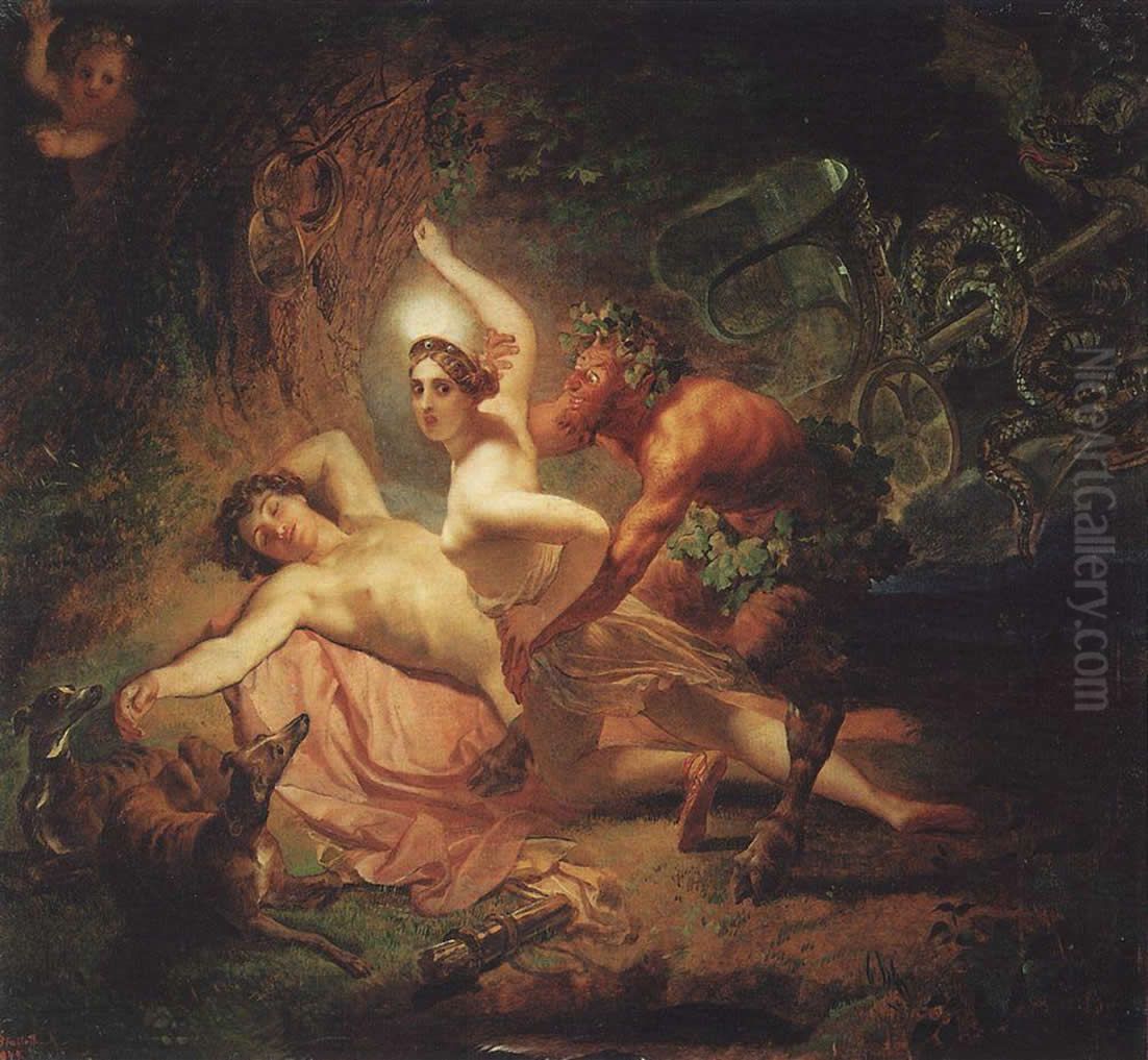 Diana, Endymion and Satyr Oil Painting by Karl Bryullov