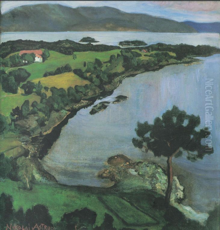 Svanoybukta Oil Painting by Nikolai Astrup