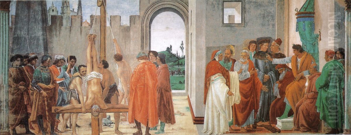 Martyrdom of Peter and Peter and Paul in Dispute Before Nero Oil Painting by Filippino Lippi