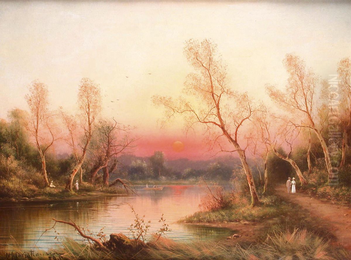 The Lake, Wanstead Park. Oil Painting by Niels H. Christiansen