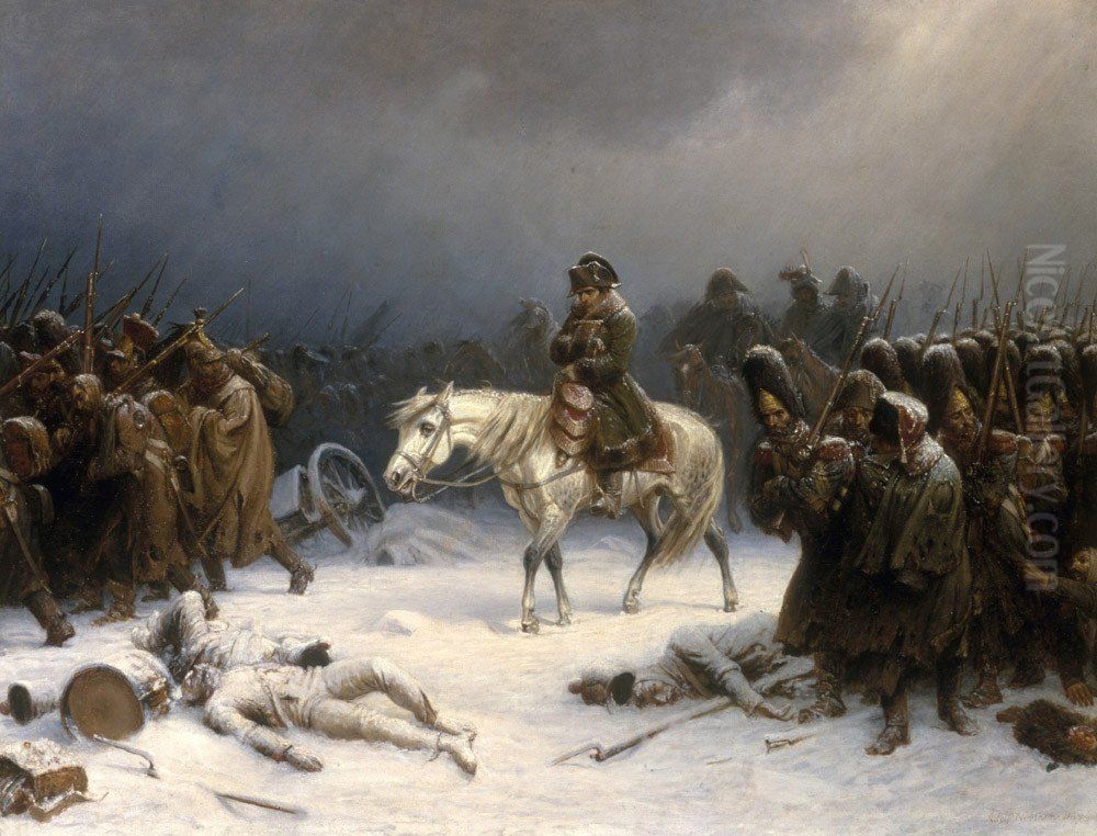 Napoleon's retreat from Moscow Oil Painting by Adolph Northen