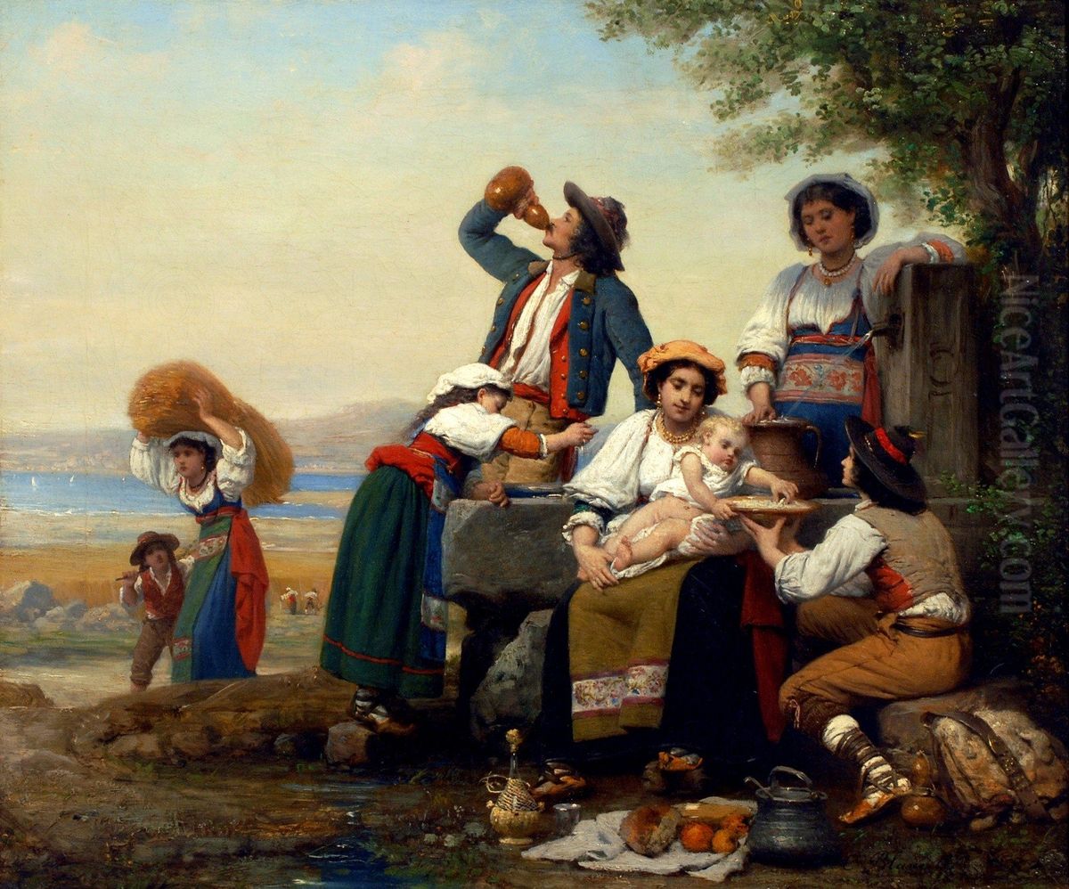 Il tempo della mietitura Oil Painting by Celestin Joseph Blanc