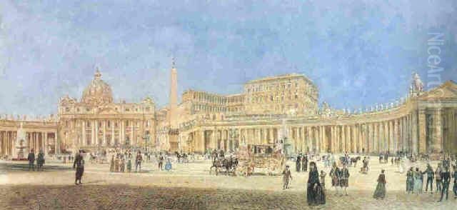 Blick auf St. Peter in Rom Oil Painting by Rudolf von Alt