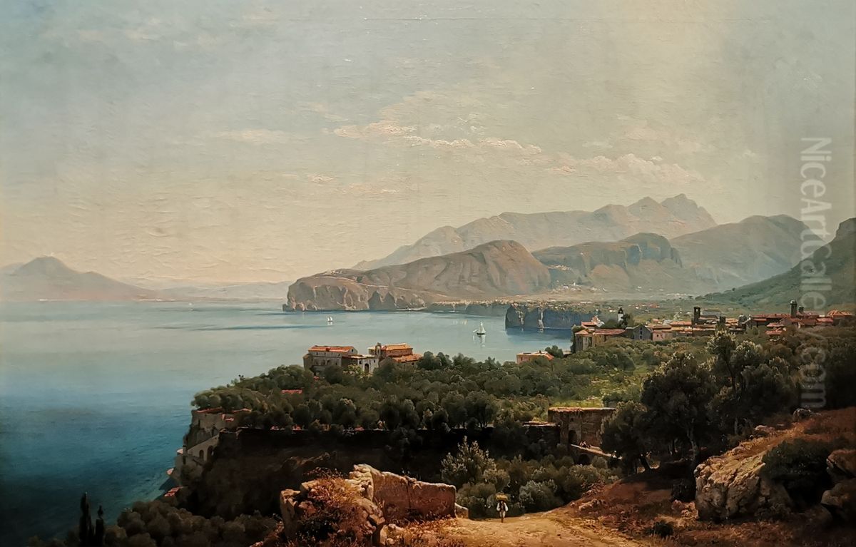 Gulf of Sorrent Oil Painting by Louis Gurlitt
