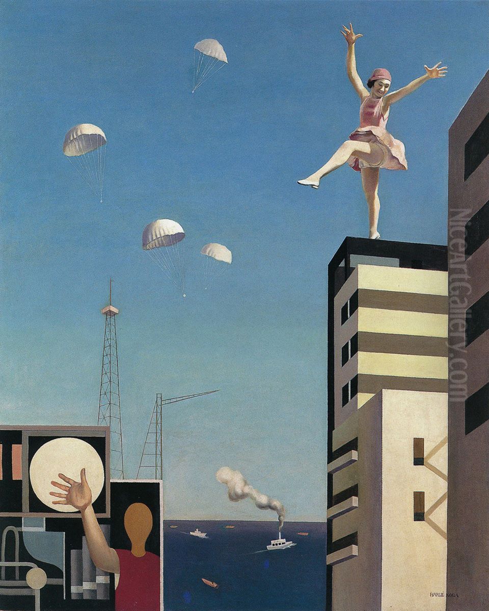 Make-up outside the Window Oil Painting by Harue Koga