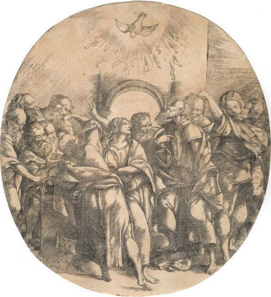 Die Ausgiessung Des Heiligen Geistes Oil Painting by Domenico Campagnola