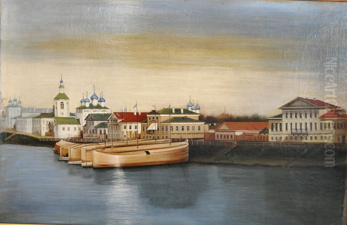 Dmitrievskaya enbankment in Vologda Oil Painting by unknown