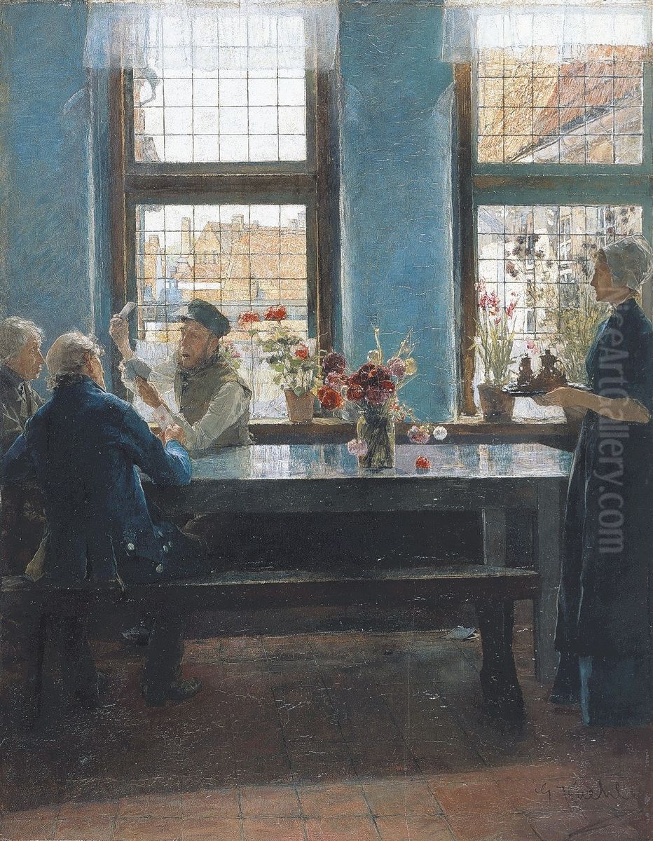 Die Skatspieler Oil Painting by Gotthardt Kuehl