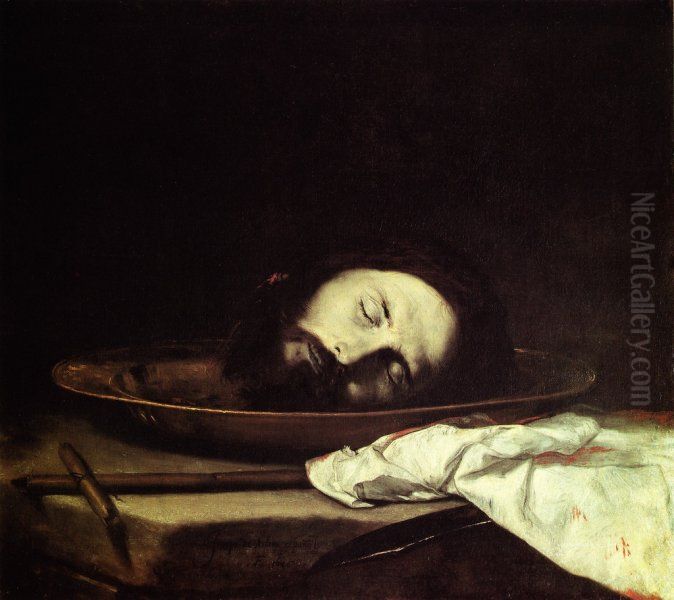 Testa del Battista Oil Painting by Jusepe de Ribera