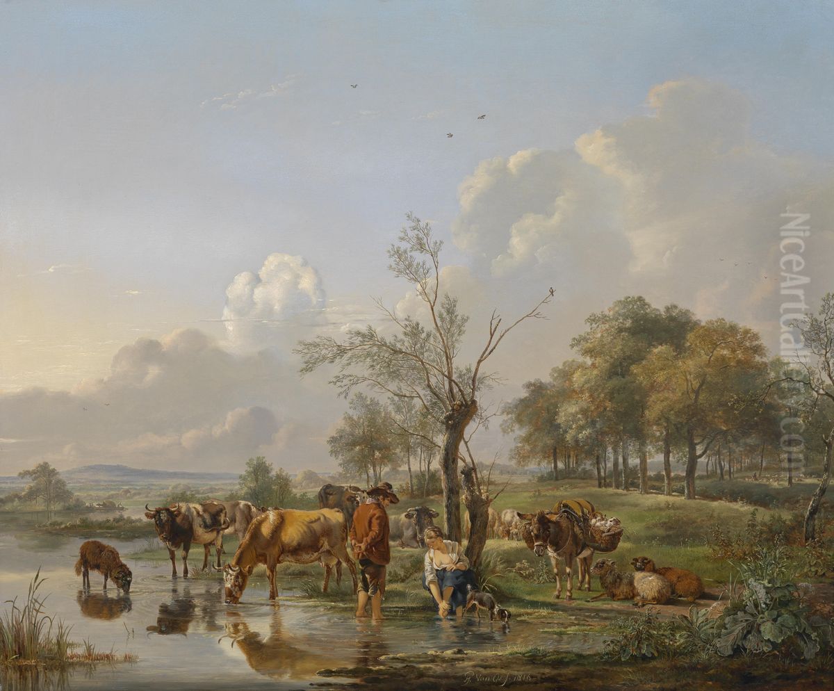 The Rest at the Watering Place Oil Painting by Pieter Gerardus Van Os
