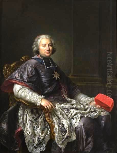 Portrait de Monseigneur Dominique de La Rochefoucauld, archeveque d'Albi, plus tard cardinal archeveque de Rouen Oil Painting by Francois-Hubert Drouais