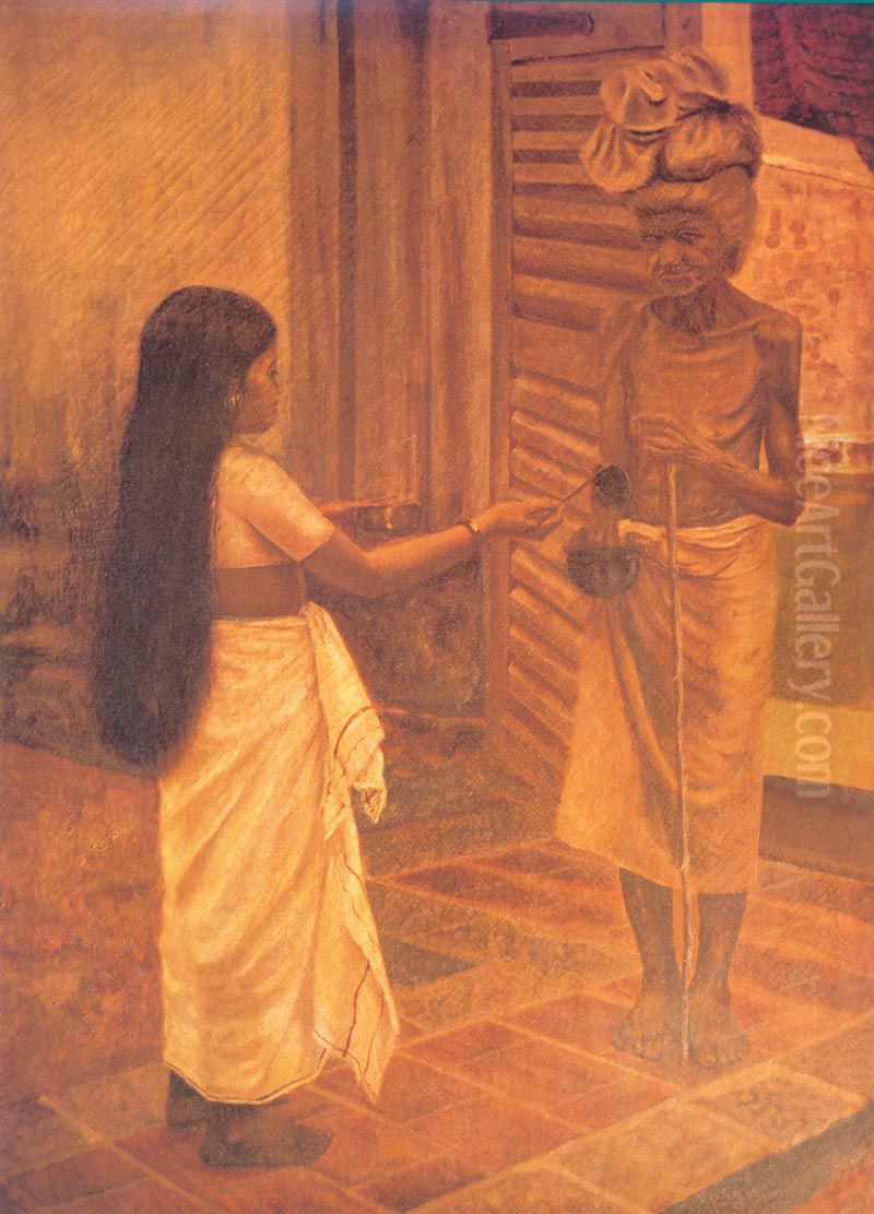 Charity Oil Painting by Raja Ravi Varma
