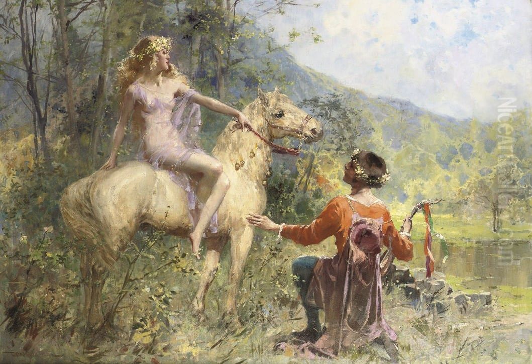 Charmed lovers Oil Painting by Raimund von Wichera