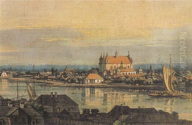 View of Praga with Bernardine church Oil Painting by Bernardo Bellotto