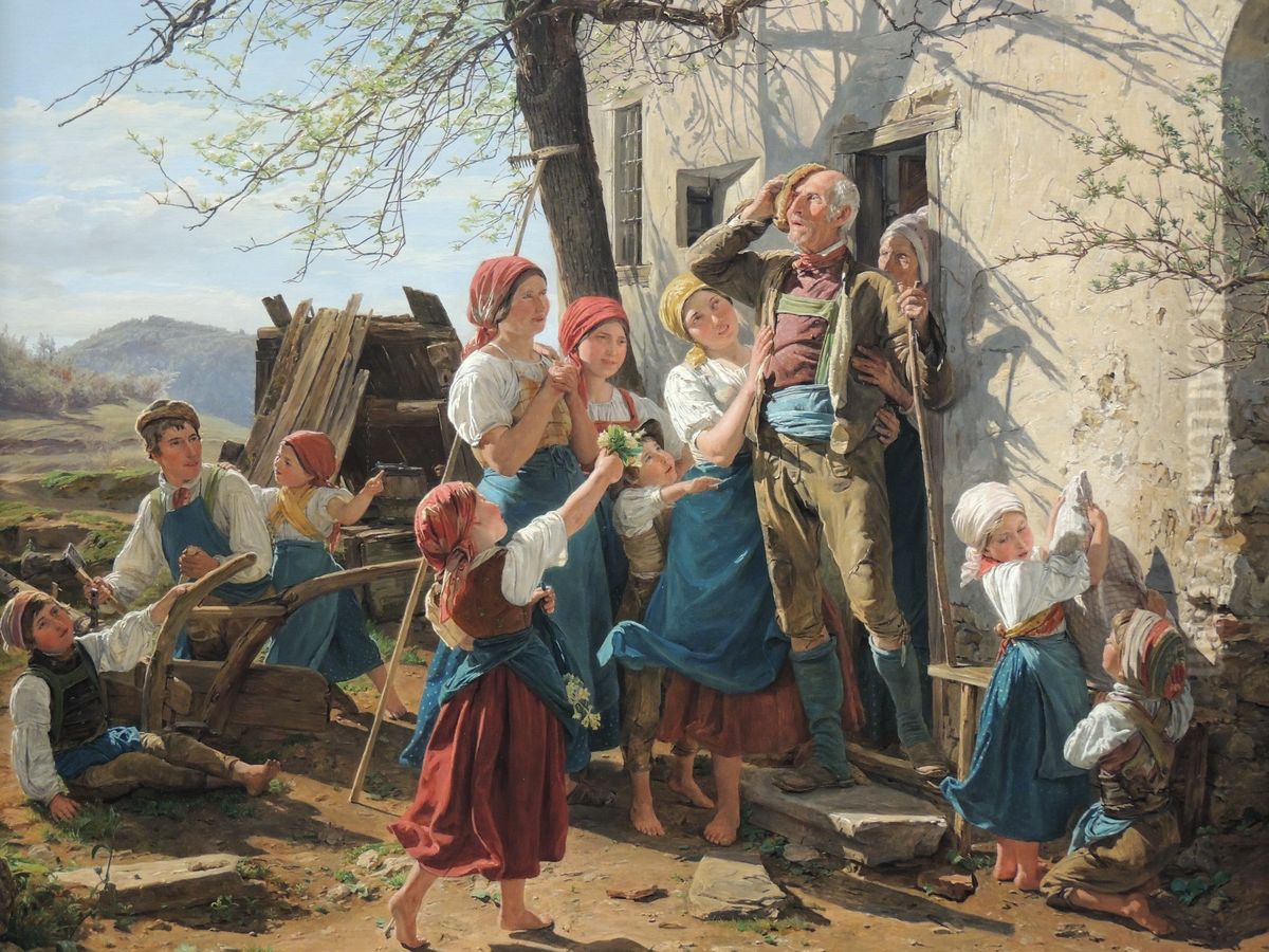 Restored to New Life Oil Painting by Ferdinand Georg Waldmuller
